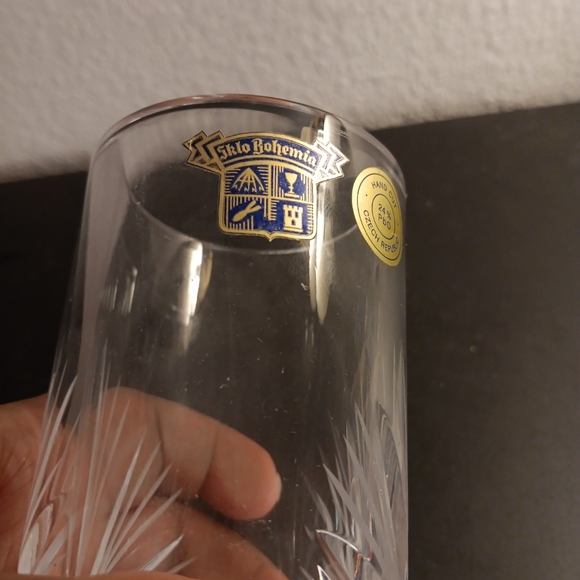 STUNNING NEW Bohemian Cut Crystal 7" Tall Tumbler Made in Czech Republic. - Picture 3 of 7